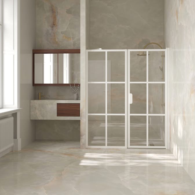 Duschdörr Hietakari Bläk 750 Paris Nisch Fast Vägg och Vändbar Dörr