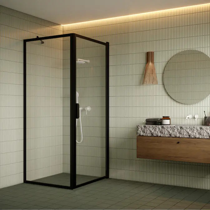 Duschhörn Hietakari Bläk 755 New York Fast Vägg och Vändbar Dörr