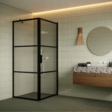Duschhörn Hietakari Bläk 760 Tokyo Fast Vägg och Vändbar Dörr