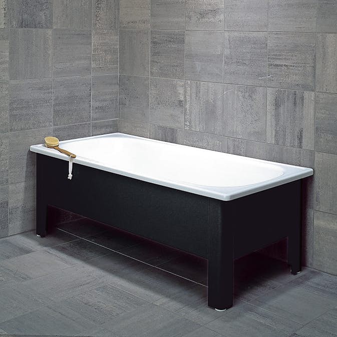 Badkar Svedbergs Emalj 1600 mm Svart med Front Outlet