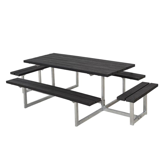 Picknickbord PLUS Basic med Extra Sittplatser Svart Plast Utomhus