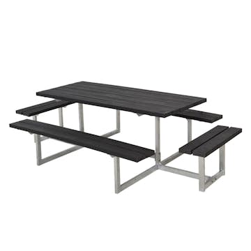 Picknickbord PLUS Basic med Extra Sittplatser Svart Plast Utomhus