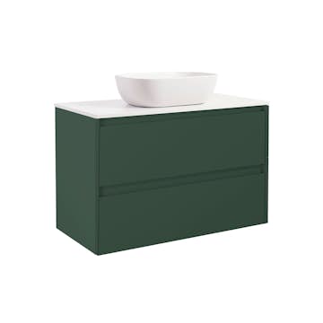 Tvättställsskåp Alterna Luxor med Bänkskiva Kvartskomposit och Rektangulärt Tvättställ