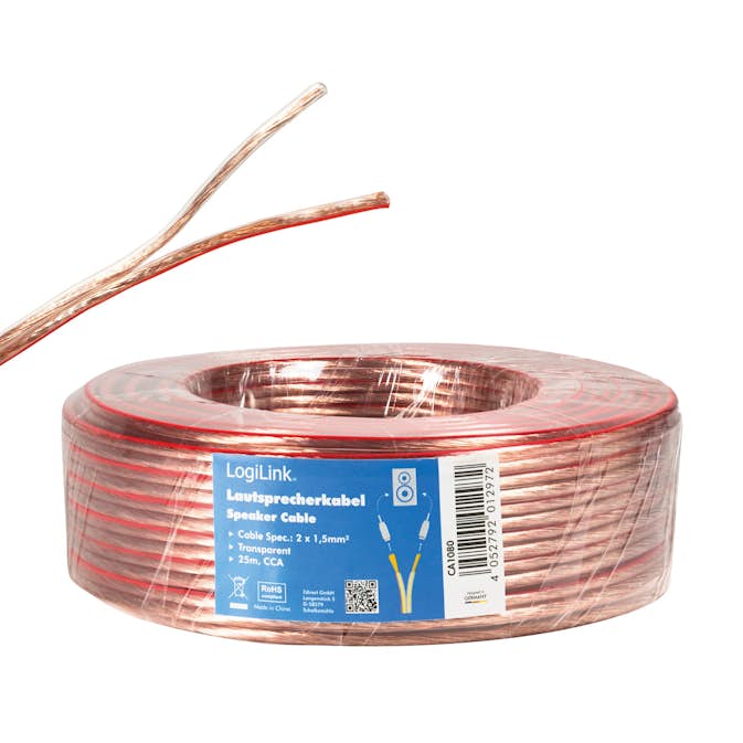 Högtalarkabel LogiLink 2x1,5 mm² Transparent