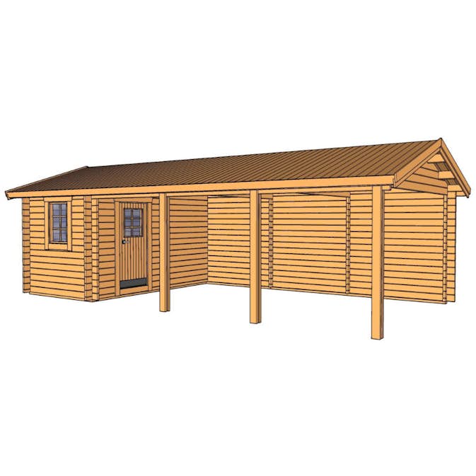 Carport Baseco Grannäs 31 m² med Förråd & Sadeltak