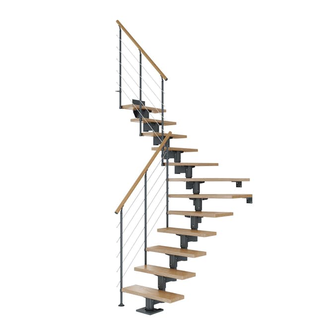 Spartrappa Dolle Cork Ek Steg 1/4 Svängd Style6 Räcke