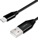 USB-C Ladd/synk-kabel LogiLink USB 2.0 15W 0,3 m Textil