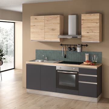 Komplett Kök Mimo Dalia 195 Grå/Ek inkl. Vitvaror