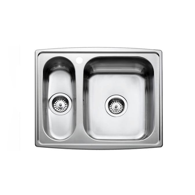 Diskho Intra Horizon HZ615SHR Rostfri Dubbel med Korgventil, Bräddavlopp & Vattenlås