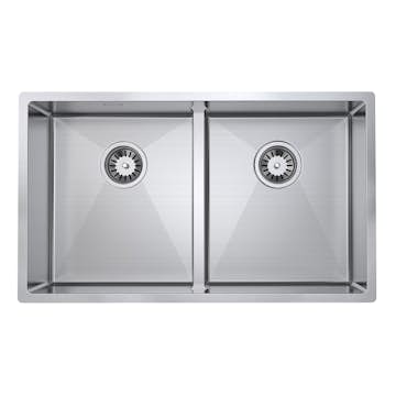 Diskho DecoSteel DI Combo 3434 Rostfri Dubbel med Korgventil & Vattenlås