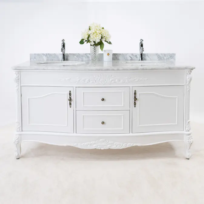 Tvättställsskåp Vesani Ottawa Dubbel Vit Marmor