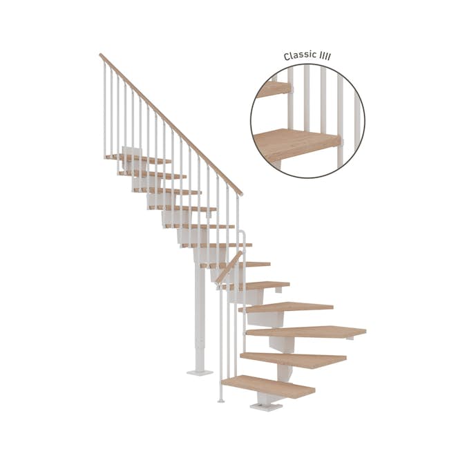 Vinkeltrappa Dolle Dubai Ek Vit Oljad 1/4 Classic IIII