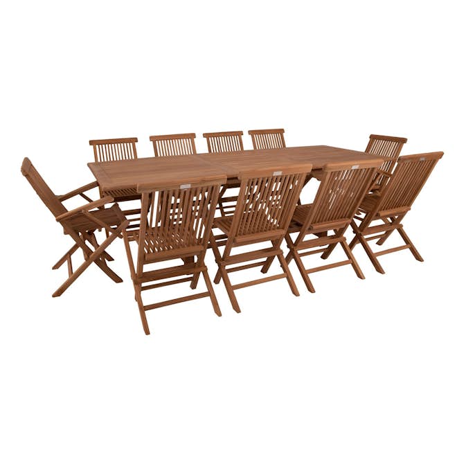 Matgrupp Eden Wood Capri Förlängningsbart och 8 st fällstolar Teak