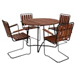 Matgrupp Utomhus Eden Wood Wilma Ø100 cm med 4 Utefåtöljer