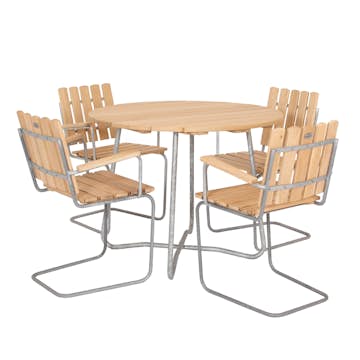 Matgrupp Utomhus Eden Wood Amanda Ø100 cm med 4 Utefåtöljer