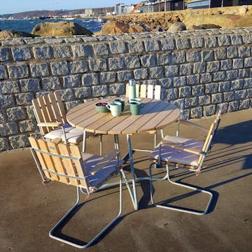 Matgrupp Utomhus Eden Wood Amanda Ø100 cm med 4 Utefåtöljer