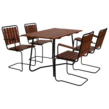 Matgrupp Utomhus Eden Wood Wilma med 4 Utefåtöljer