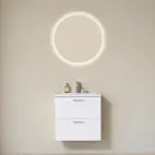 Möbelpaket Vedum Free 615 Compact Maja med Tvättställ och LED-Spegel Säven Vit