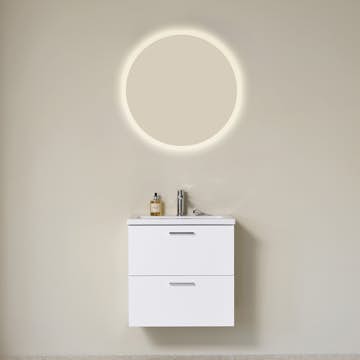 Komplett Möbelpaket Vedum Free 615 Compact Maja med Tvättställ och LED-Spegel Säven Vit