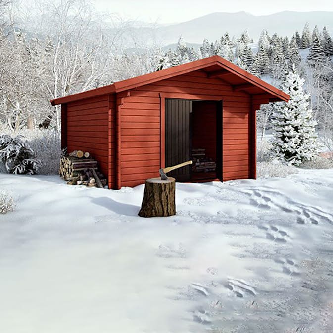 Friggebod Baseco Svergo 15m² Stuga Byggsats i Trä med Dubbeldörr