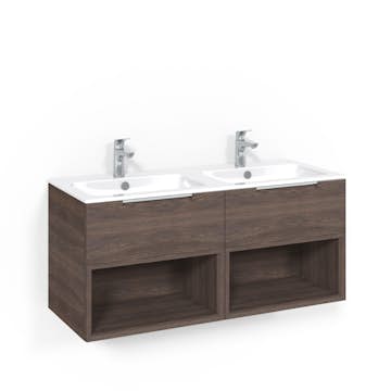 Tvättställsskåp Macro Design Crown Open Box med Dubbelt Tvättställ