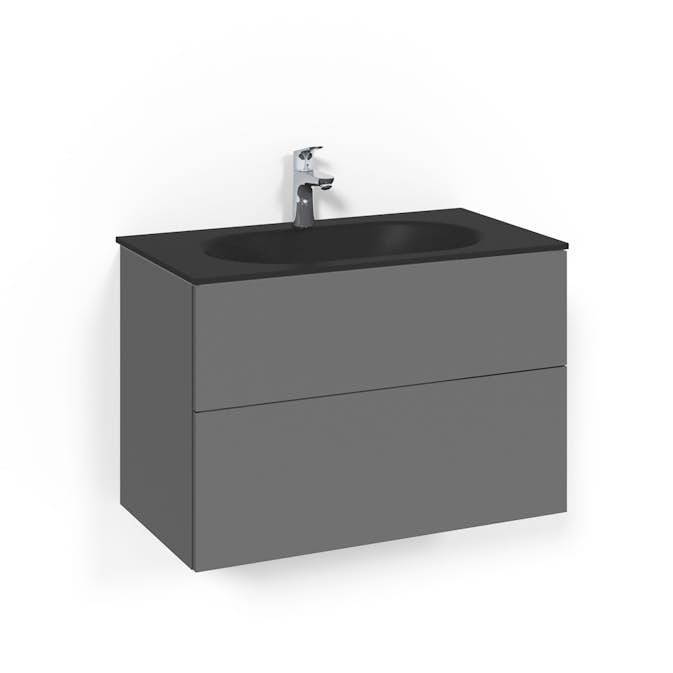 Tvättställsskåp Macro Design Crown Push Open Med Glastvättställ