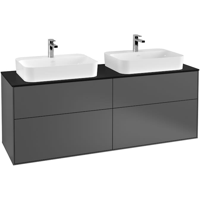 Tvättställsskåp Villeroy & Boch Finion med 4 Lådor och Bänkskiva för Två Ytmonterade Tvättställ