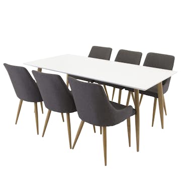 Matgrupp Venture Home Pobbie med 6 Plake Stolar