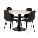 Matgrupp Venture Home Roxanna Vit Bord med 4 Pobbie Stolar Läder
