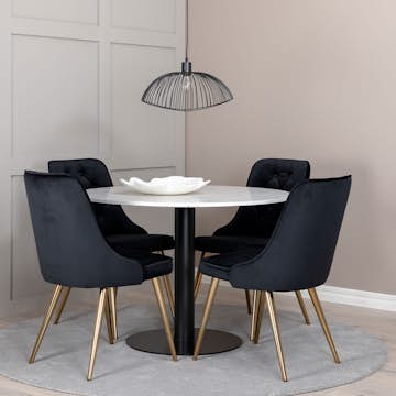 Matgrupp Venture Home Razzia med 4 Velvet Deluxe stolar