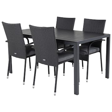 Matgrupp Utomhus Venture Home Bront 150 med 4 Asta Trädgårdsstolar