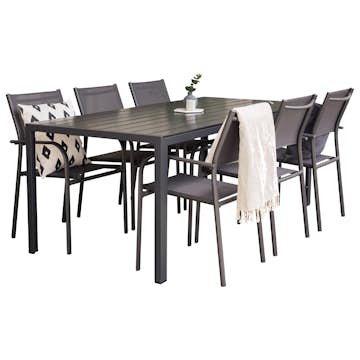 Matgrupp Utomhus Venture Home Bront 205 med 6 Siri Trädgårdsstolar