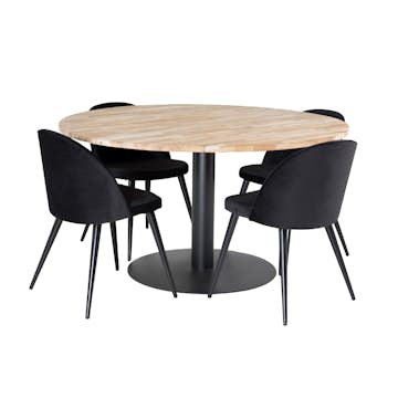 Matgrupp Venture Home Cirebon med 4 Velvet Stolar