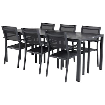 Matgrupp Utomhus Venture Home Bront 205 med 6 Copacabana KarmTrädgårdsstolar