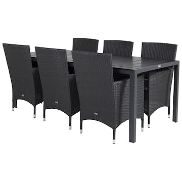 Matgrupp Utomhus Venture Home Bront 205 med 6 Milwa Trädgårdsstolar