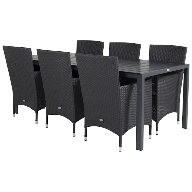 Matgrupp Utomhus Venture Home Bront 205 med 6 Milwa Trädgårdsstolar