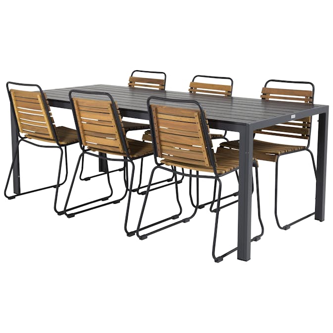 Matgrupp Utomhus Venture Home Bront 205 med 6 Berfin Trädgårdsstolar