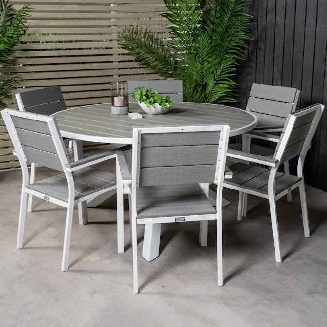 Matgrupp Utomhus Venture Home Pincy Ø140 med 6 Lova Trädgårdsstolar