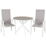 Cafégrupp Venture Home Pincy Ø 90 med 2 Copacabana Trädgårdsstolar Utomhus