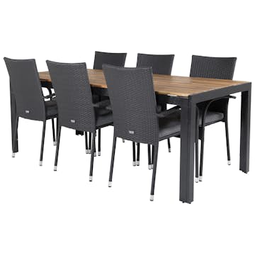 Matgrupp Utomhus Venture Home Bois med 6 Anna Trädgårdsstolar