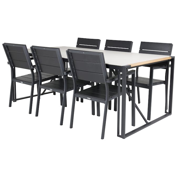 Matgrupp Utomhus Venture Home Tilly 200 med 6 Lova Trädgårdsstolar