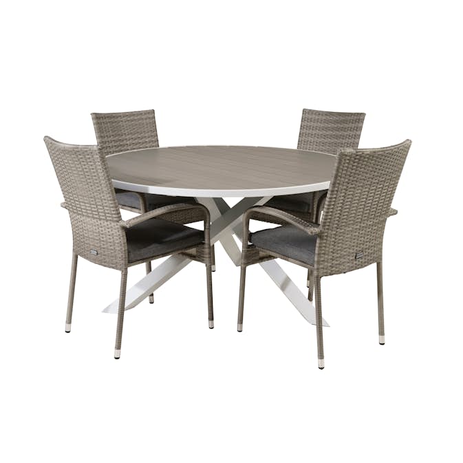 Matgrupp Utomhus Venture Home Pincy Ø140 med 4 Asta Trädgårdsstolar