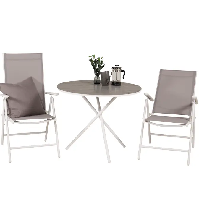 Cafégrupp Venture Home Pincy Ø 90 med 2 Bront Trädgårdsstolar Utomhus