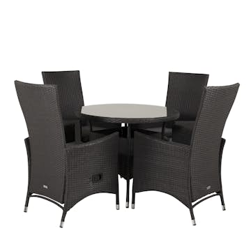 Matgrupp Utomhus Venture Home Virda Ø 90 med 4 Pishi Trädgårdsstolar