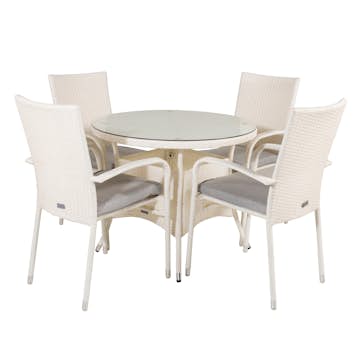 Matgrupp Venture Home Virda Ø 90 med 4 Asta Stolar