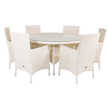 Matgrupp Utomhus Venture Home Virda Ø 150 med 6 Milwa Trädgårdsstolar