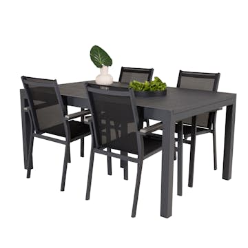 Matgrupp Utomhus Venture Home Madrid 160/240 med 4 Pincy Trädgårdsstolar