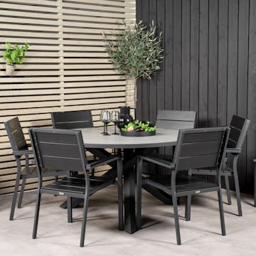 Matgrupp Utomhus Venture Home Pincy Ø140 med 6 Lova Trädgårdsstolar