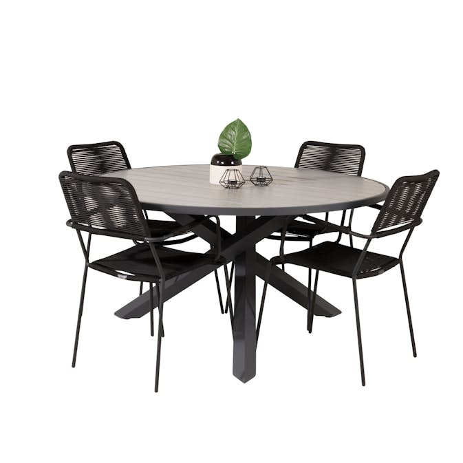 Matgrupp Venture Home Pincy Ø140 med 4 Leon Karmstolar