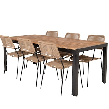 Matgrupp Utomhus Venture Home Berfin med 6 Leon KarmTrädgårdsstolar